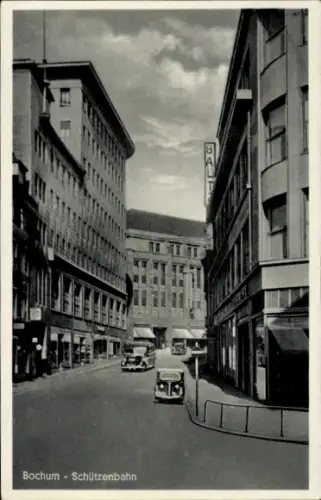 Ak Bochum im Ruhrgebiet, Bochum Schützenbahn, Straßenansicht, Gebäude, Autos