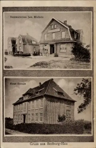 Ak Bedburg Hau am Niederrhein, Restauration Jak. Michels, Neue Schule