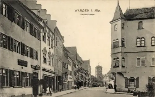 Ak Wangen im Allgäu, Wangen i. Allg., Herrenstrasse,  Gebäude, Straßenansicht