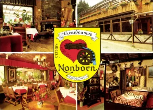 Wappen Ak Montabaur im Westerwald, Pension Studentenmühle, Inneres, Familie T. Herz