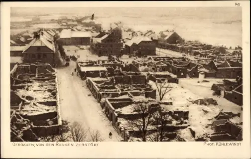 Ak Schelesnodoroschny Kaliningrad Gerdauen Ostpreußen, Ruinen der Stadt, Ostpreußenhilfe