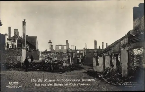 Ak Schelesnodoroschny Kaliningrad Gerdauen Ostpreußen, Von den Russen zerstörter Ort