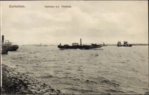 Ak Gorinchem Südholland Niederlande, Veerboot o. d. Merwede