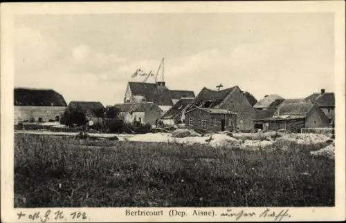 Ak Bertricourt Aisne, Blick auf den Ort
