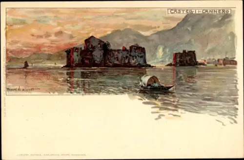 Künstler Litho Wielandt, Manuel, Cannobia Piemonte, Castelli di Cannero