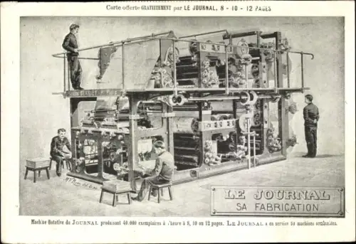 Ak Paris, Le Journal, sa Fabrication, Druckpresse