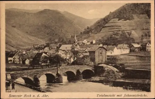 Ak Rech an der Ahr, Blick zum Ort, Johannisbrücke