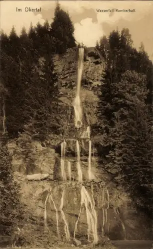 Ak Oker Goslar am Harz, Wasserfall Romkerhall