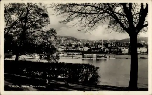 Ak Zürich Stadt Schweiz, Panorama mit See und Zürichberg