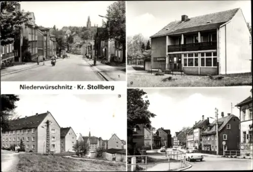 Ak Niederwürschnitz Erzgebirge Sachsen, Stollberger Str, Arztpraxis, AWG Siedlung,Ernst Thälmann Str