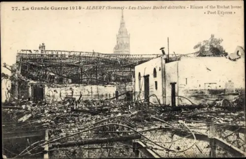 Ak Albert Somme, Les Usines Rochet detruites, Kriegszerstörung 1. WK