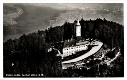 Ak Baden Baden, Merkur, Aussichtsturm, Fliegeraufnahme