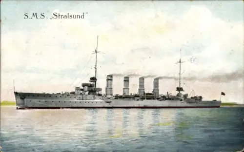 Ak Deutsches Kriegsschiff, SMS Stralsund, Kleiner Kreuzer, Kaiserliche Marine