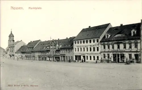 Ak Nossen Landkreis Meißen, Markplatz mit Geschäften, Stern Drogerie Feodor Otto