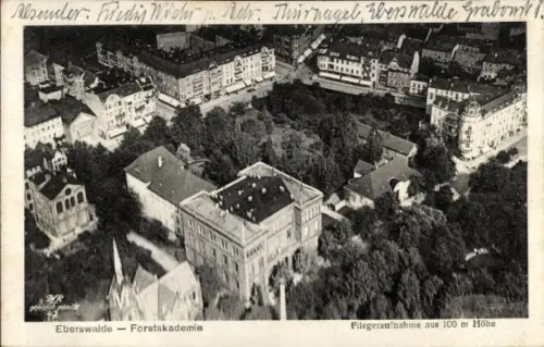 Ak Eberswalde in der Mark, Forstakademie, Fliegeraufnahme