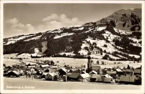 Ak Rettenberg im Allgäu, Teilansicht vom Ort am Grünten, Winter