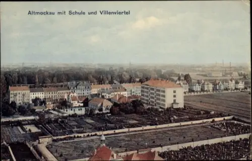 Ak Altmockau Mockau Leipzig in Sachsen, Schule und Villenviertel