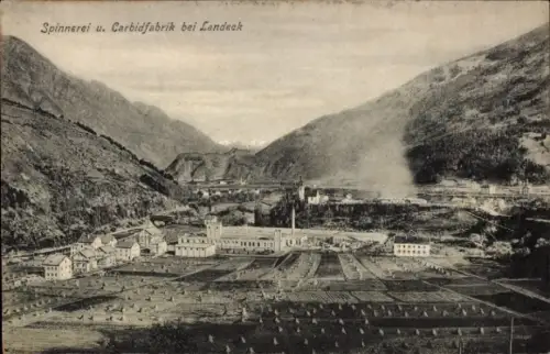 Ak Landeck in Tirol, Spinnerei und Carbidfabrik