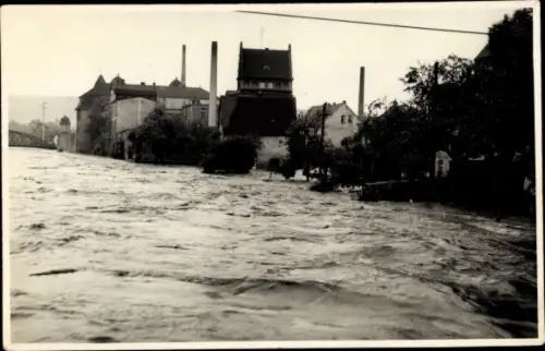 Foto Ak Deutschland unbekannt, Hochwasser in einem Ort