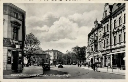 Ak Eberswalde in der Mark, Eisenbahnstraße Ecke Jägerstraße, Restaurant