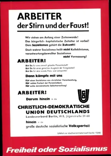 Künstler Ak Staeck, Klaus, Arbeiter der Stirn und Faust, CDU