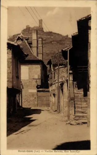 Ak Saint Céré Lot, Vieilles Maisons, Rue Saint Cyr
