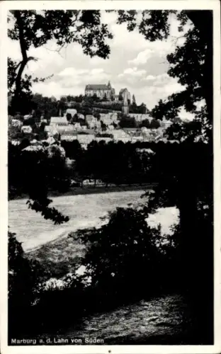Ak Marburg an der Lahn, Marburg a. d. Lahn von Süden, Lahnufer, Altstadt, Stadtsilhouette