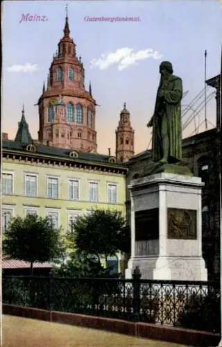 Ak Mainz am Rhein, Gutenbergdenkmal