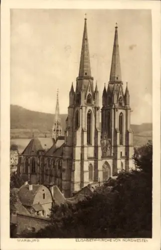 Ak Marburg an der Lahn,  Elisabeth-Kirche von Nordwesten