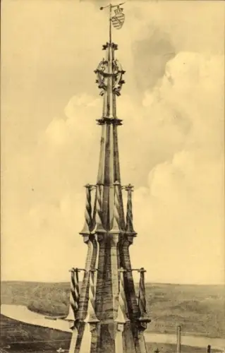 Ak Meißen in Sachsen, Dom, Helmspitze vom Nordturm, Wappen