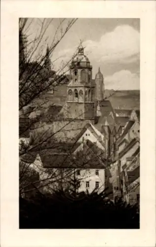 Ak Meißen, Blick vom Judenberg in die Rosengasse, Turm, Fenster, Bäume
