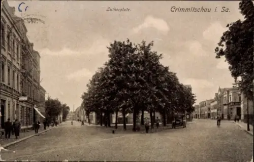 Ak Crimmitschau i. Sa., Partie am Lutherplatz, Anger