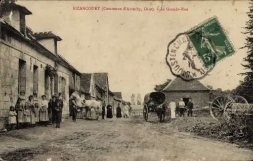 Ak Bizancourt Avrechy Oise, Grande Rue