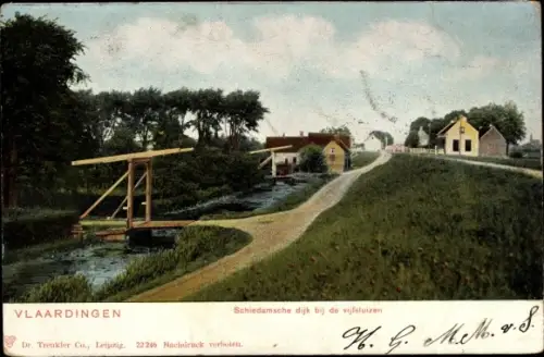 Ak Vlaardingen Südholland, Schiedamsche dijk bij de vijfsluizen