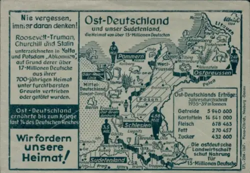 Landkarten Ak Propaganda, Ostdeutschland, Sudetenland, Wir fordern unsere Heimat