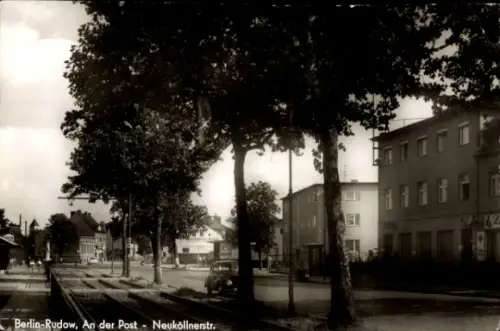 Ak Berlin Neukölln Rudow, an der Post, Neuköllner Straße