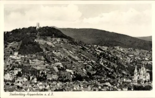 Ak Heppenheim an der Bergstraße, Starkenburg, Fliegeraufnahme