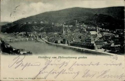 Ak Heidelberg am Neckar, Gesamtansicht vom Philosophenweg gesehen