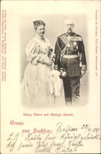 Ak König Albert und Königin Karola von Sachsen,Wettiner