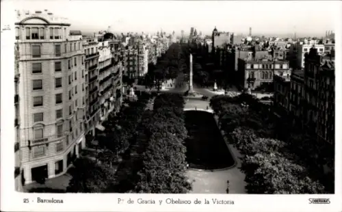 Ak Barcelona Katalonien Spanien,  P. de Gracia, Obelisco de la Victoria, Soberanks
