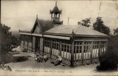 Ak Pougues les Eaux Nievre, Bellevue, Café