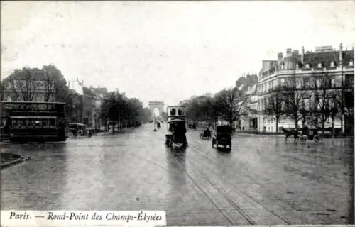 Ak Paris, Rond Point des Champs Élysées, Maisons