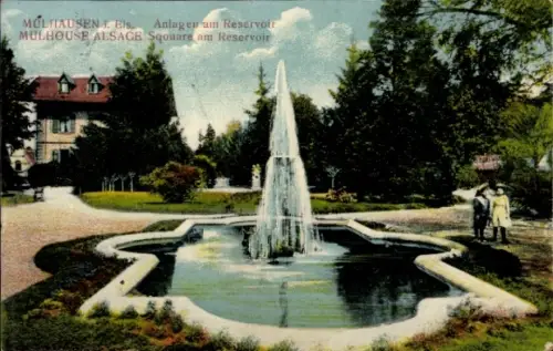 Ak Mulhouse Mülhausen Elsass Haut Rhin, Anlagen am Reservoir