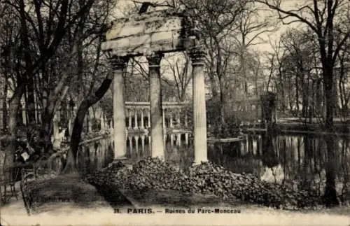 Ak Paris VIII, Avenue de Messine, Place Shakespeare, Paris, Ruines du Parc-Monceau