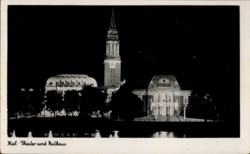 Ak Kiel,  Theater und Rathaus