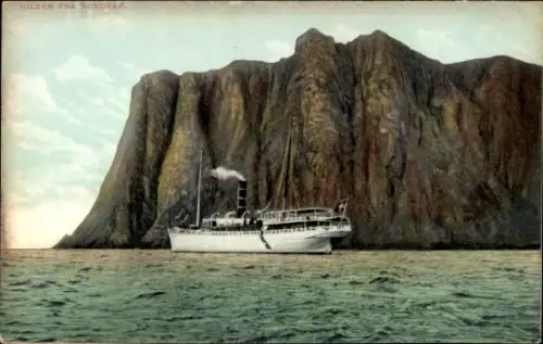 Ak Norwegen, Nordkap, Dampfer, Felsen