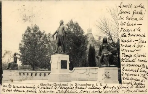 Ak Strasbourg Straßburg Elsass Bas Rhin, Goethe Denkmal