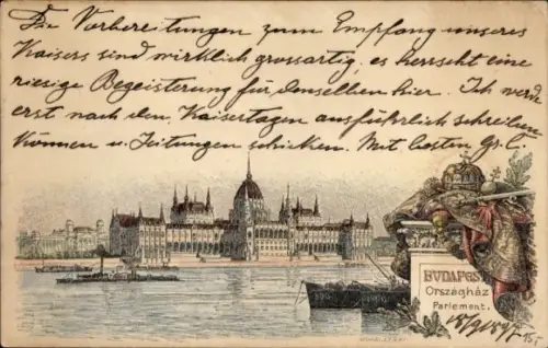 Ak Belváros Lipótváros Leopoldstadt Budapest Ungarn,  Országház, Parlament