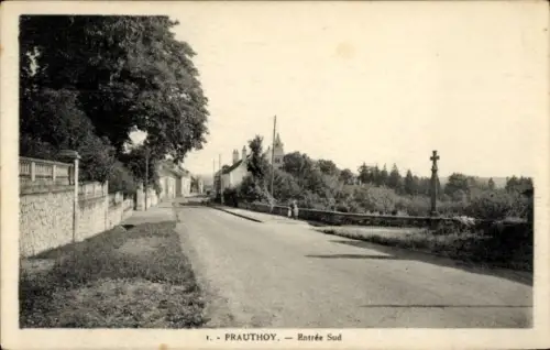 Ak Prauthoy Haute Marne,  Entrée Sud, Kirchturm