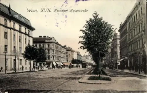 Ak Wien 17 Hernals, Rohrerhütte,  Hernalser Hauptstraße, Straßenansicht, Bäume, Menschen